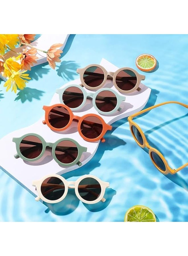 ChicAbode 8 Pairs Kids Sunglasses, Cute Round Retro Sunglasses, UV Protected Toddler Polarized Glasses, Kids Party Favors for Boys Girls Beach Party Beach Outdoor Sports, Age 3-10 - Image 3